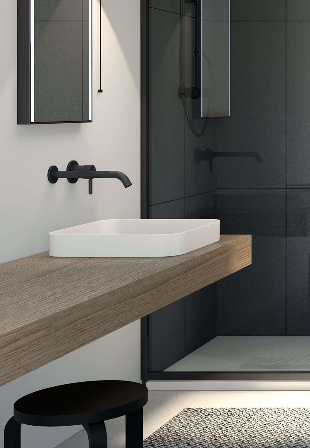 Enjoy e Amedeo半嵌入式方形洗手盆