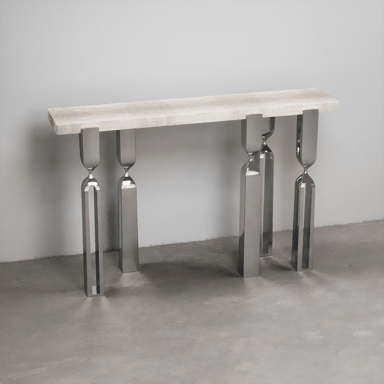 KIFU PARISRhapsody Console with Polished Steel Legs控制臺(tái)